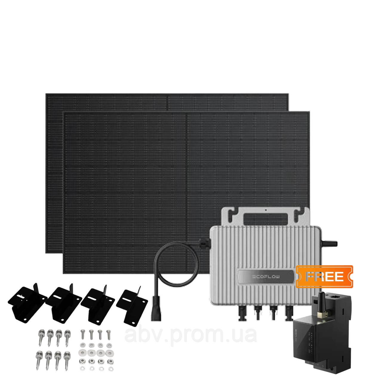 Комплект EcoFlow STREAM Microinverter/2*400W Rigid Solar Panel Combo/Розумний лічильник Smart Meter/Cистема кріплень EcoFlow Rigid, фото 1