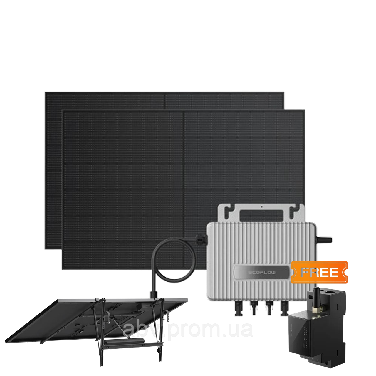 Комплект EcoFlow STREAM Microinverter/2*400W Rigid Solar Panel Combo/Розумний лічильник Smart Meter/2*Автоматичний сонячний трекер, фото 1