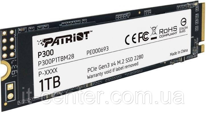 Накопичувач SSD 1TB Patriot P300 M.2 2280 PCIe 3.0 x4 NVMe TLC (P300P1TBM28)