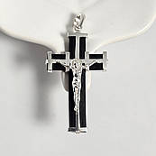 Хрестик каучуковий зі сріблом і розп'яттям масивний
