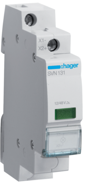 Сигнальний індикатор зелений  LED 12-48V AC SVN131 Hager на DIN-рейку