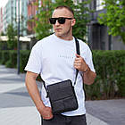 Чоловіча шкіряна чорна сумка через плече Tiding Bag M1254A, фото 2