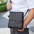 Чоловіча шкіряна чорна сумка через плече Tiding Bag M1254A, фото 7