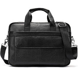 Шкіряна чоловіча сумка для ноутбука і документів чорна Tiding Bag 143412