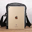 Чоловіча шкіряна сумка через плече практична барсетка із натуральної шкіри з ручкою чорна 21*26*6 см, фото 8