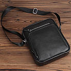 Чоловіча шкіряна сумка через плече практична барсетка із натуральної шкіри з ручкою чорна 21*26*6 см, фото 10