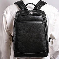 Чоловічий рюкзак шкіряний міський для ноутбука чорний Tiding Bag B2-884371A