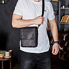 Сумка с клапаном через плече шкіряна чорна Tiding Bag TD-20033, фото 2