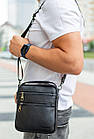 Шкіряна чоловіча сумка-барсетка через плече чорна Bexhill BX-14660, фото 6