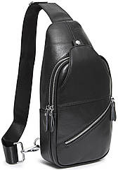 Чоловіча сумка-слінг шкіряна чорна Tiding Bag 7579