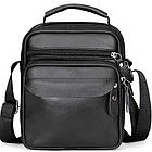 Чоловіча шкіряна барсетка через плече компактна функціональна з ручкою чорна Bexhill Bx-54551, фото 2