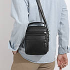 Чоловіча шкіряна барсетка через плече компактна функціональна з ручкою чорна Bexhill Bx-54551, фото 3
