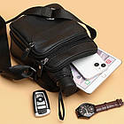 Чоловіча шкіряна барсетка через плече компактна функціональна з ручкою чорна Bexhill Bx-54551, фото 5