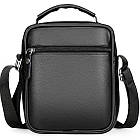 Чоловіча шкіряна барсетка через плече компактна функціональна з ручкою чорна Bexhill Bx-54551, фото 6