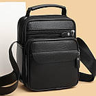 Чоловіча шкіряна барсетка через плече компактна функціональна з ручкою чорна Bexhill Bx-54551, фото 7