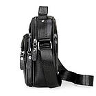 Чоловіча шкіряна барсетка через плече компактна функціональна з ручкою чорна Bexhill Bx-54551, фото 8