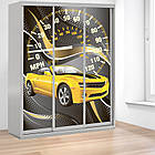 Шафа купе Рейсинг Шок Драйв, дитяча шафа купе 2/3/4 двері, шафа для одягу фотодрук, фото 3