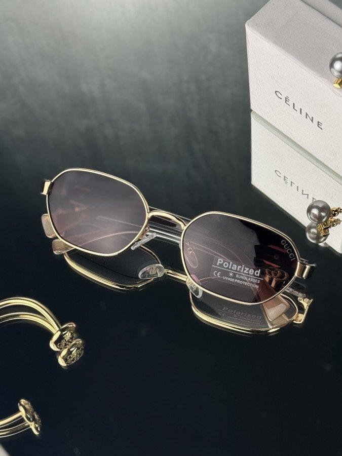 Жіночі сонцезахисні окуляри Gucci Polaroid Gold, фото 1