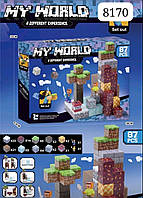 Магнітний конструктор Майнкрафт 87 блоків деталей Minecraft My World