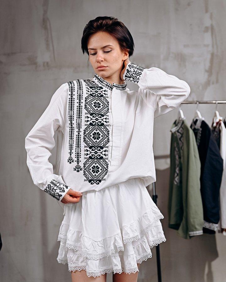 Жіноча вишиванка чорна strips ПП7444, фото 1