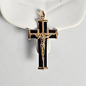 Хрестик срібний з каучуком та розп'яттям позолочений