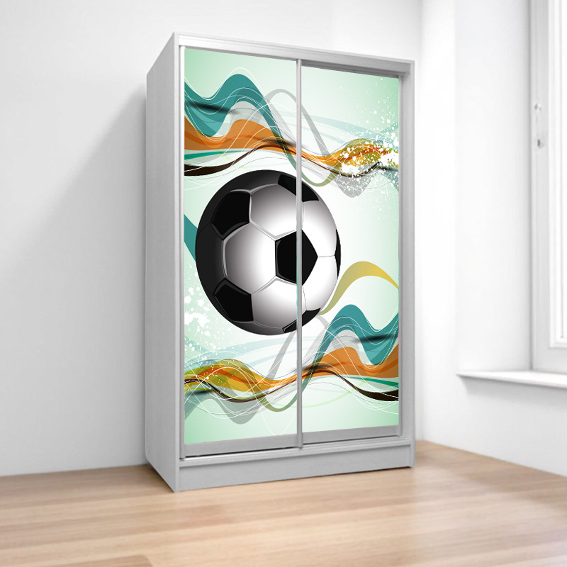 Шафа купе Футбол, дитяча шафа купе 2/3/4 двері, шафа для одягу фотодрук, фото 1