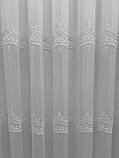 Тюль на бамбуковій основі з красивою вишивкою. Колір: білий, фото 4
