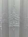 Тюль на бамбуковій основі з красивою вишивкою. Колір: білий, фото 7