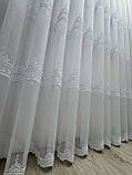 Тюль на бамбуковій основі з красивою вишивкою. Колір: білий, фото 8