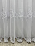 Тюль на бамбуковій основі з красивою вишивкою. Колір: білий, фото 9