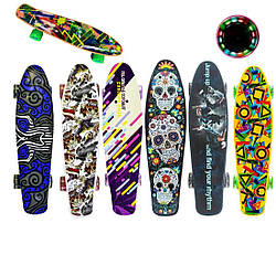 881 Скейт пенні-борд, дошка = 55 см, колеса PU, світло, d = 6 см