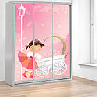 Шафа купе з дівчинкою Принцеса Дрема, дитяча шафа купе 2/3/4 двері, шафа для одягу фотодрук, фото 3