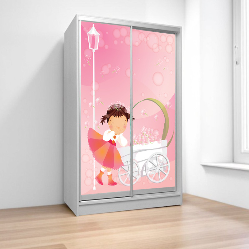 Шафа купе з дівчинкою Принцеса Дрема, дитяча шафа купе 2/3/4 двері, шафа для одягу фотодрук, фото 1