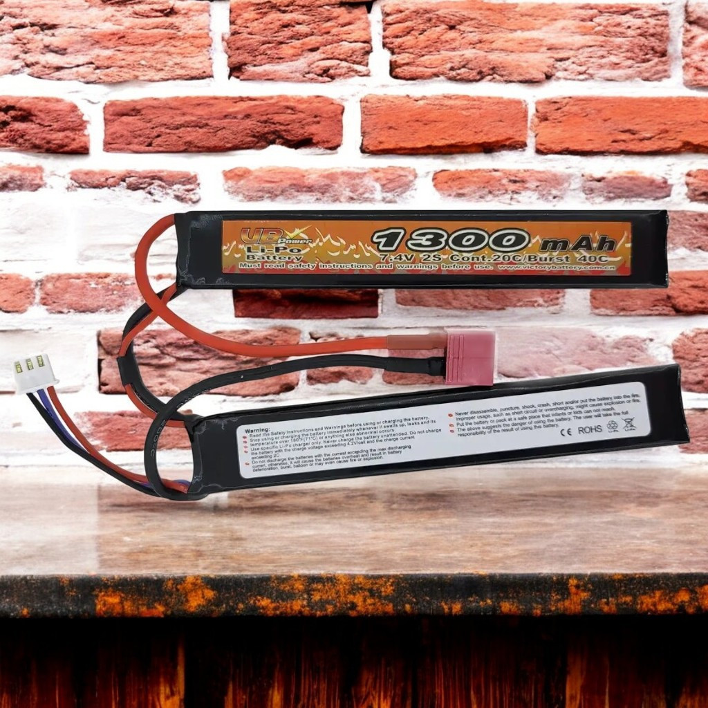 Акумулятор Li-Po 7.4V 1300mah - 2 stick 20-40C Т-конектор (VBPower) (для страйкболу)