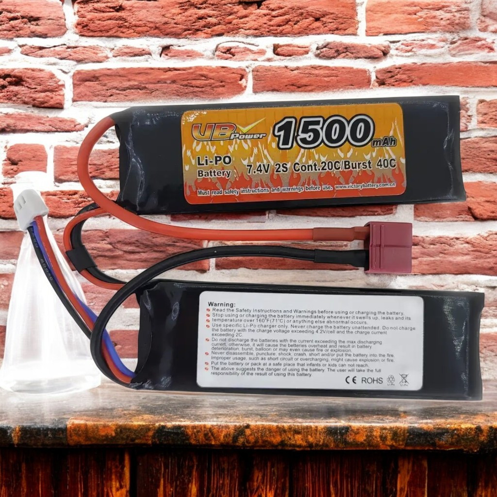 Акумулятор LiPo 7.4V 1500mAh - 2 stick 20-40C Т-конектор (VBPower) (для страйкболу)