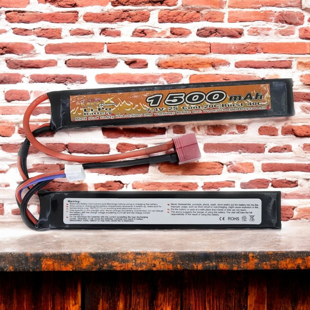 Акумулятор Li-Po 7.4V 1500mah - 2 stick 20-40C Т-конектор (VBPower) (для страйкболу)