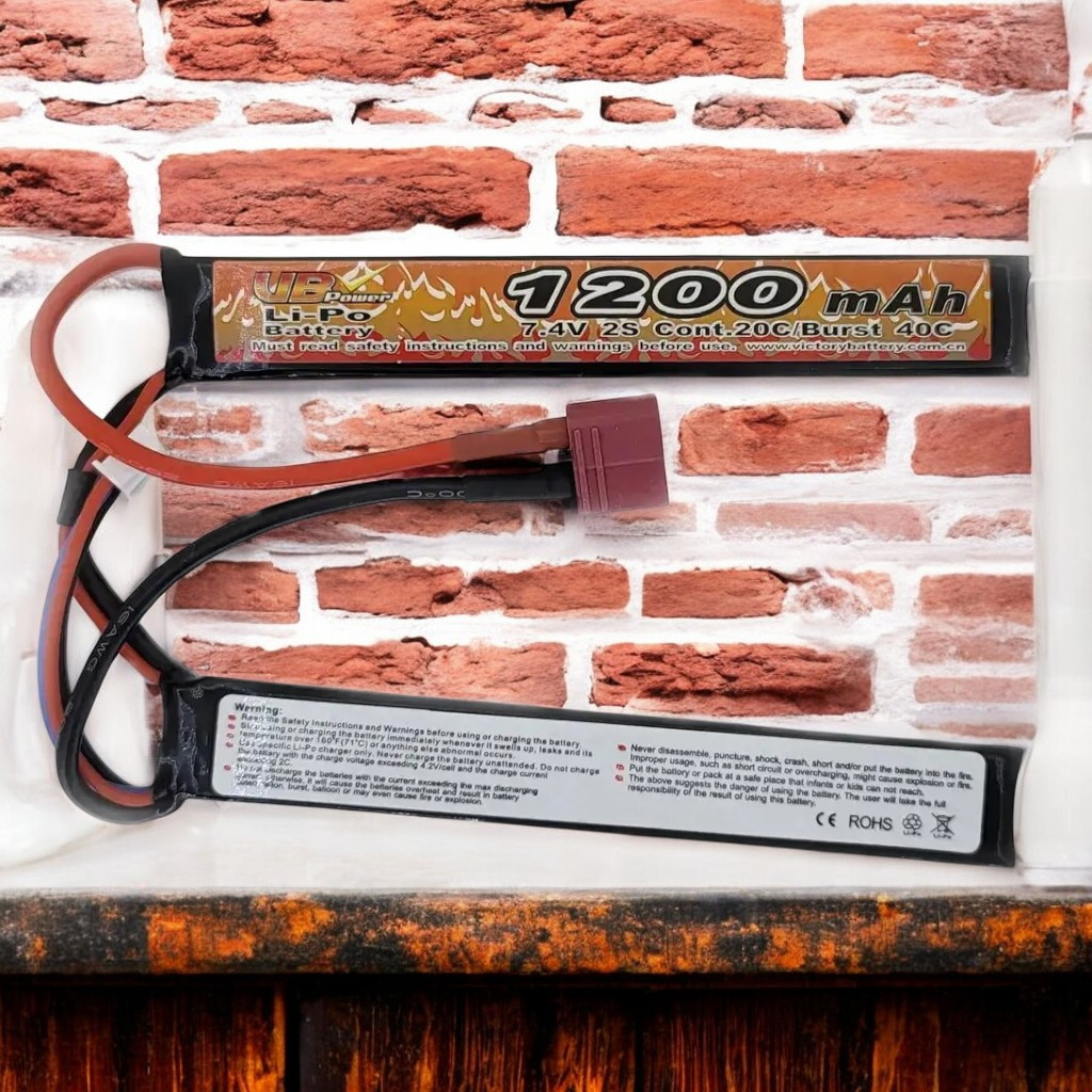 Акумулятор Li-Po 7.4V 1200mAh - 2 sticks 20-40C нунчаки Т-конектор (VBPower) (для страйкболу)