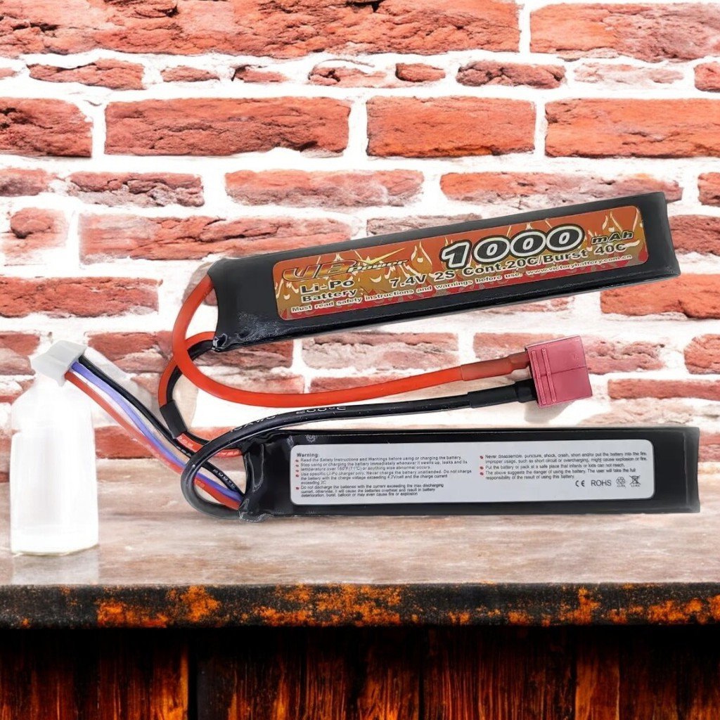 Акумулятор LiPo 7.4V 1000mAh - 2 sticks 20-40C нунчаки, Т-конектор (VBPower) (для страйкболу)