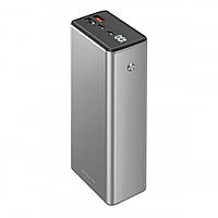 Потужний повербанк Proove Metalskin 65W 30000mAh Type-C USB швидка зарядка для телефону ноутбука сірий