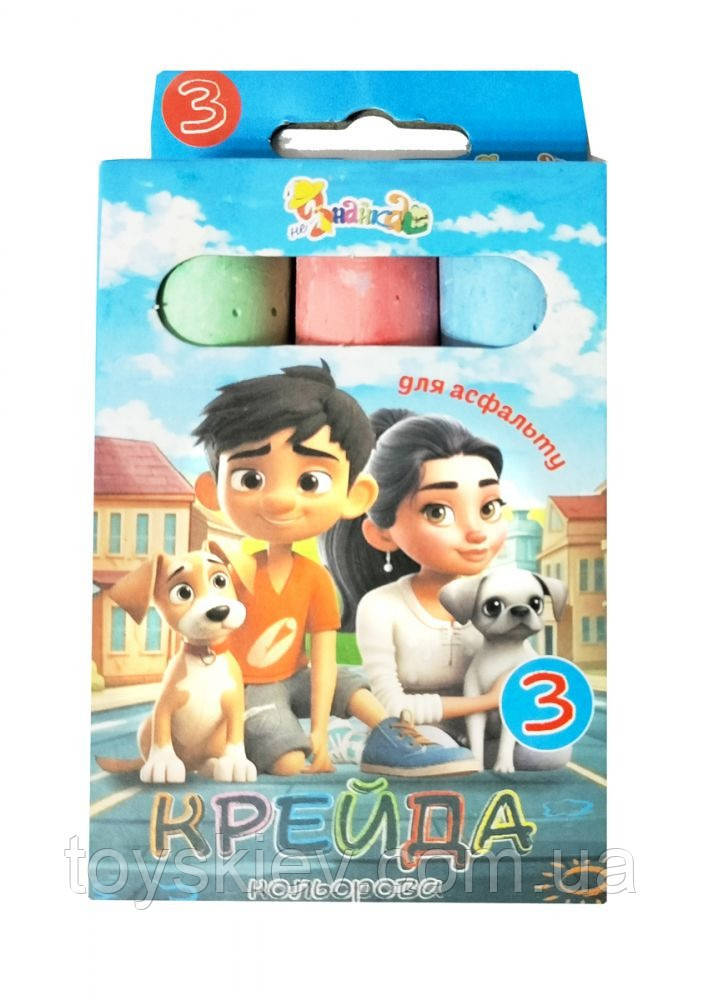 825530 Мел кольоровий 3 кольори, для асфальту Незнайка, фото 1