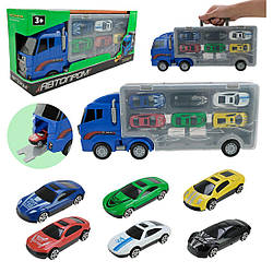 006-1 PS Трейлер мет. АВТОПТОМ із машинками короб. 34, 5*14, 9*9, 5см