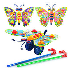305 Каталка на палиці, метелик, махає крилами, 3 різновиди, у кульку, 27-20-8 см