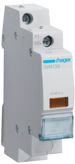 Сигнальний індикатор помаранчевий LED 12-48V AC SVN133 Hager на DIN-рейку
