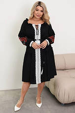 Сукня вишиванка чорного кольору з яскравою вишивкою та мереживом розміри 48-50, 52-54, 56-58, фото 2