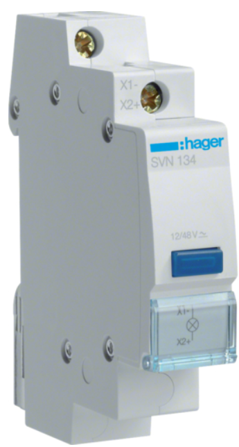Сигнальний індикатор синій LED 12-48V AC SVN134 Hager на DIN-рейку