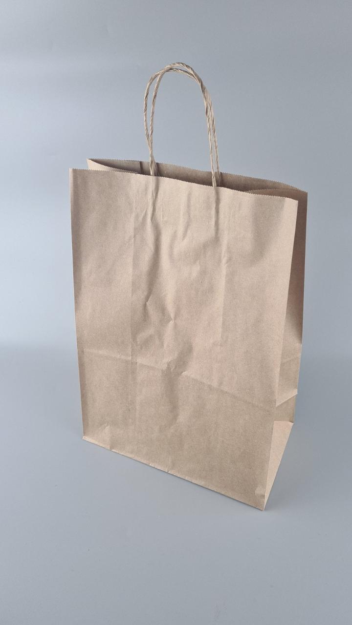 Пакет с ручками бумажный 35*25*14 бурый №23 (25 шт), фото 1