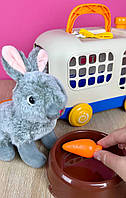 Кролик з аксесуарами 913-5 (18) переноска, миска, морква, щітка для вичісування, в коробці