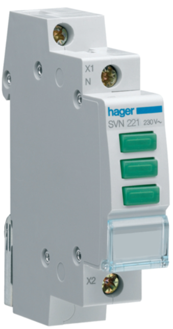 Сигнальний індикатор, потрійний LED 230V AC SVN221 Hager на DIN-рейку