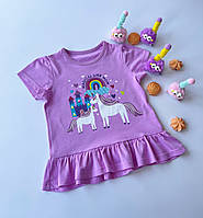 Детская футболка с единорогами Magical Like Mom розовая с воланом