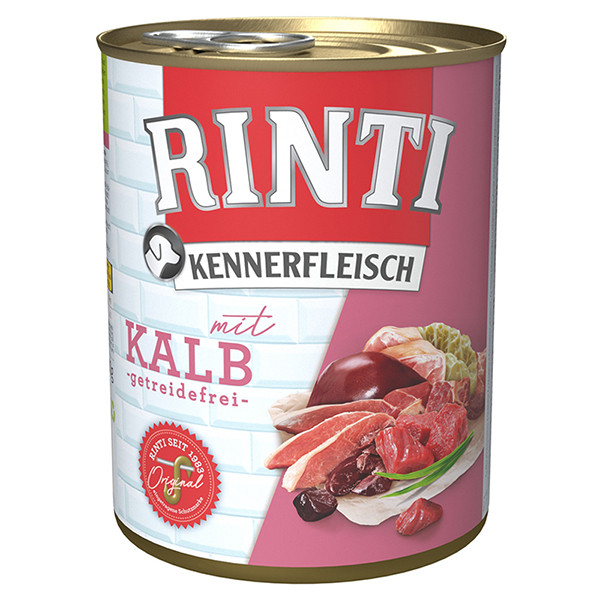 Rinti Kennerfleisch mit Kalb РІНТІ КЕННЕРФЛЯЙШ ТЕЛЯТИНА беззерновий повнораціонний натуральний вологий корм для собак, фото 1